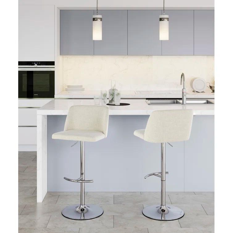 Swivel Upholstered Adjustable Height Counter Stool with Metal Frame