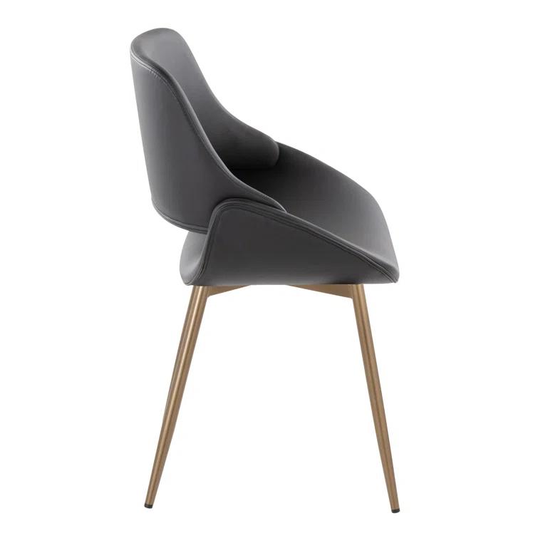Fabrico Contemporary Accent Chair In Antique Copper Metal And Grey Faux Leather By Lumisource - Set Of 2