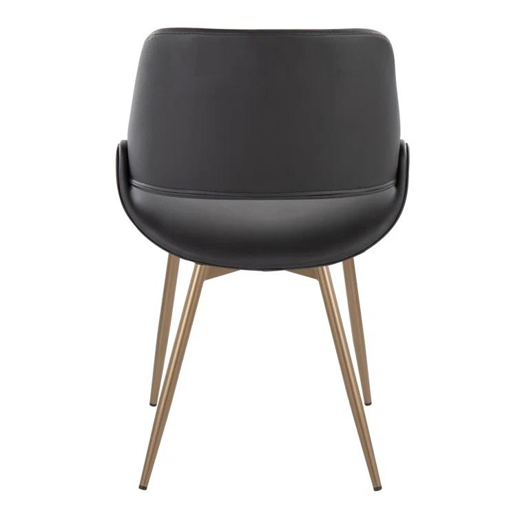 Fabrico Contemporary Accent Chair In Antique Copper Metal And Grey Faux Leather By Lumisource - Set Of 2