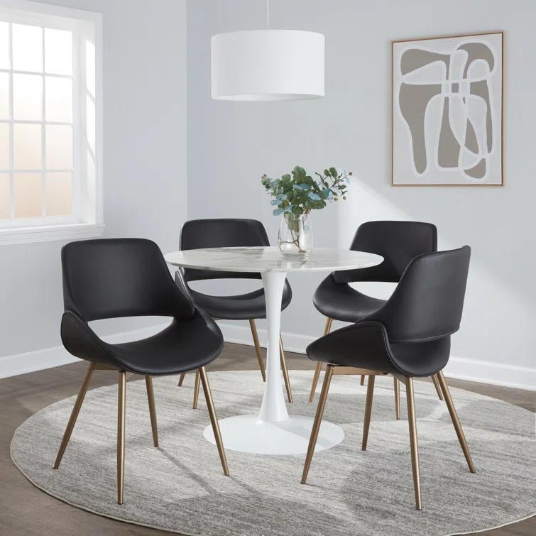 Fabrico Contemporary Accent Chair In Antique Copper Metal And Grey Faux Leather By Lumisource - Set Of 2