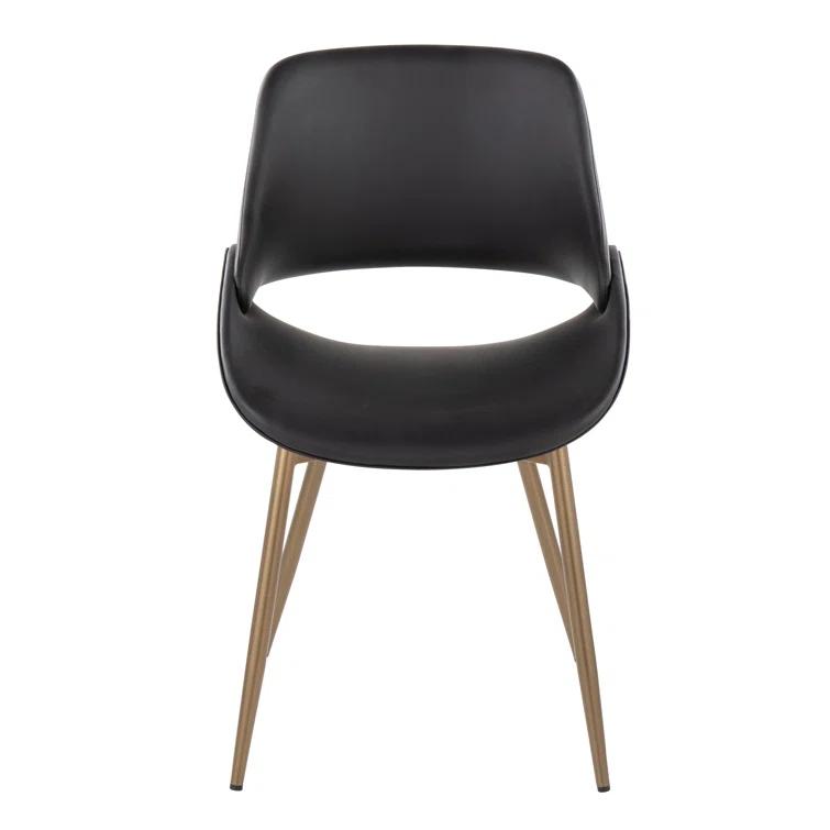 Fabrico Contemporary Accent Chair In Antique Copper Metal And Grey Faux Leather By Lumisource - Set Of 2