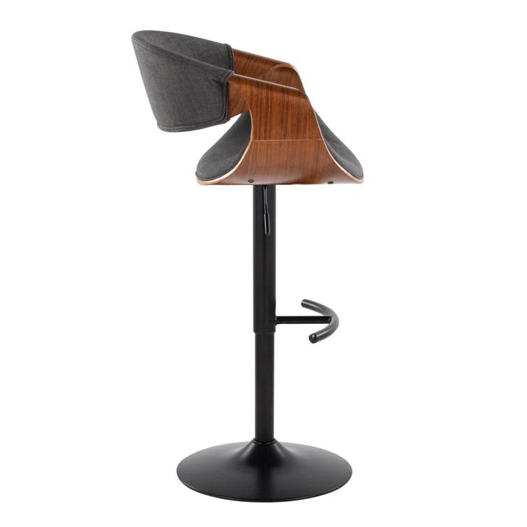 Swivel Upholstered Adjustable Height Counter Stool with Metal Frame