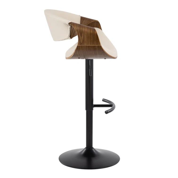 Swivel Upholstered Adjustable Height Counter Stool with Metal Frame