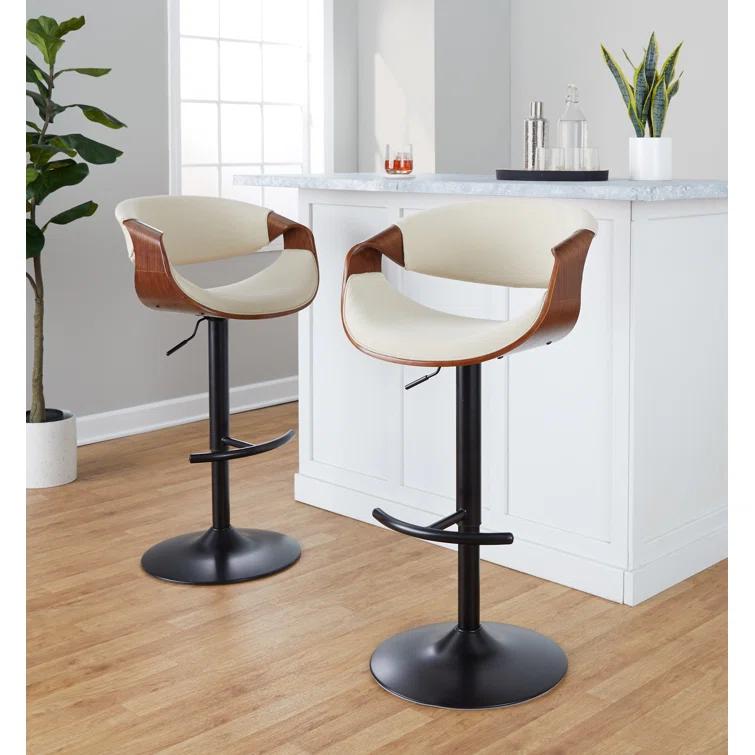 Swivel Upholstered Adjustable Height Counter Stool with Metal Frame