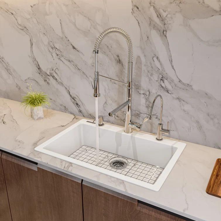 29.88'' L Drop-In Single Bowl Granite Kitchen Sink
