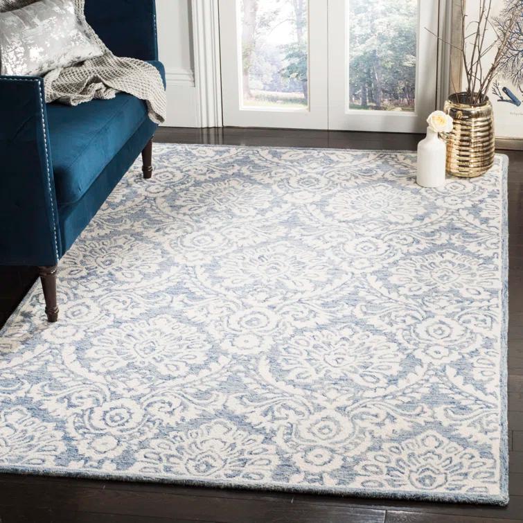 Tansy Handmade Wool Blue/Ivory Rug