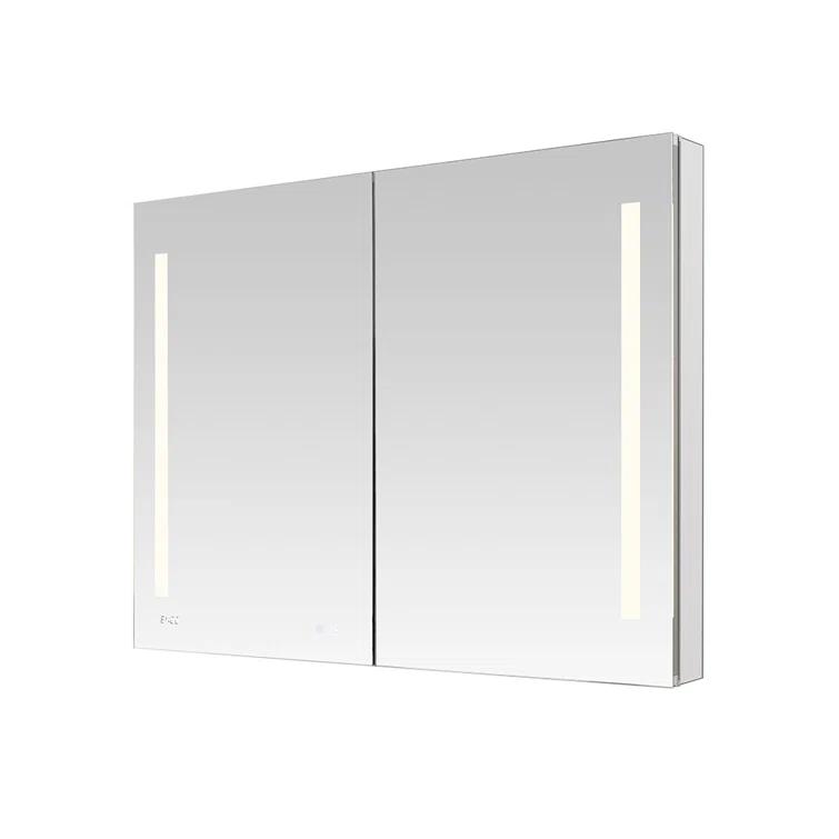 AQUADOM Signature Royale LED Medicine Cabinet with Defogger, Electrical Outlets, Digital Clock, Dimmer, Adjustable LED 3X Magnifying Mirror