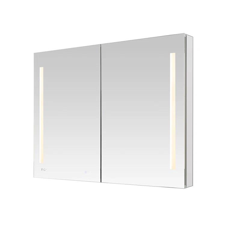 AQUADOM Signature Royale LED Medicine Cabinet with Defogger, Electrical Outlets, Digital Clock, Dimmer, Adjustable LED 3X Magnifying Mirror