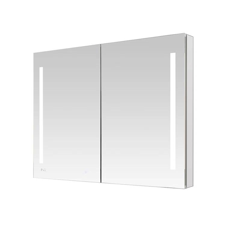 AQUADOM Signature Royale LED Medicine Cabinet with Defogger, Electrical Outlets, Digital Clock, Dimmer, Adjustable LED 3X Magnifying Mirror