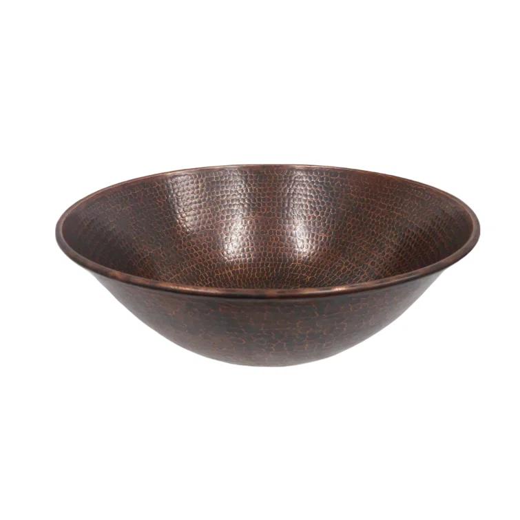 14"Round Copper Vessel Bathroom Sink