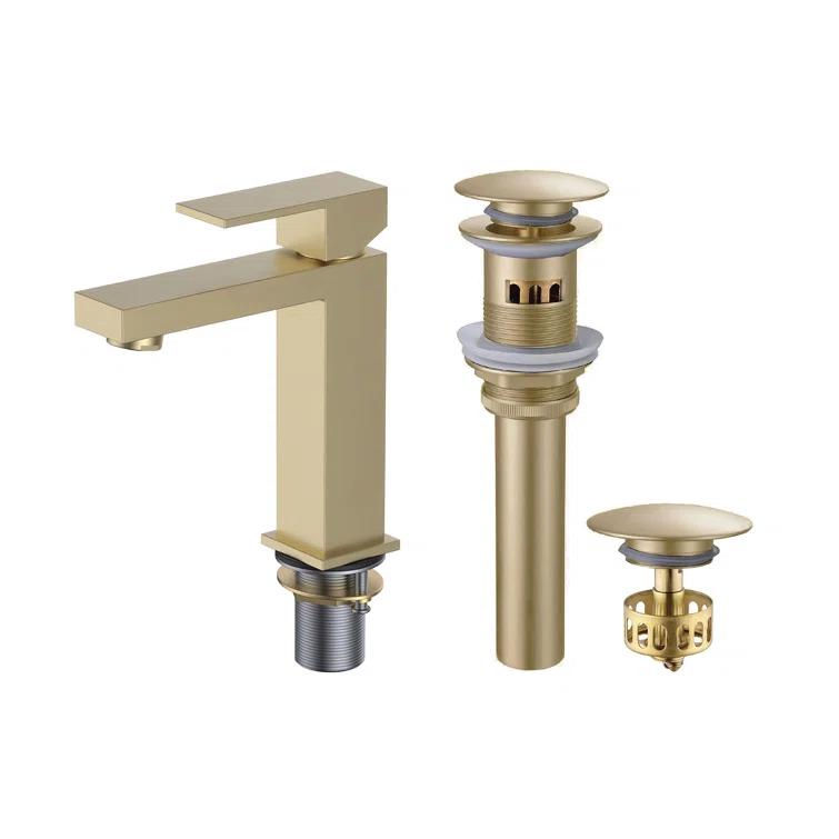 Single Hole Bathroom Faucet with Pop-up Drain and Strainer Basket