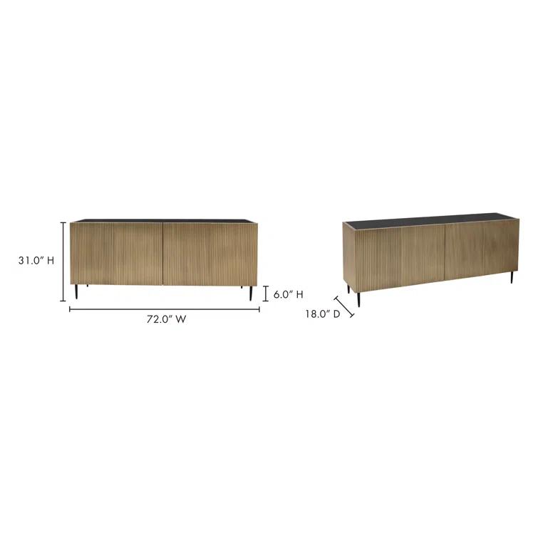 Brogan 72'' Antique Brass Mango Wood Sideboard