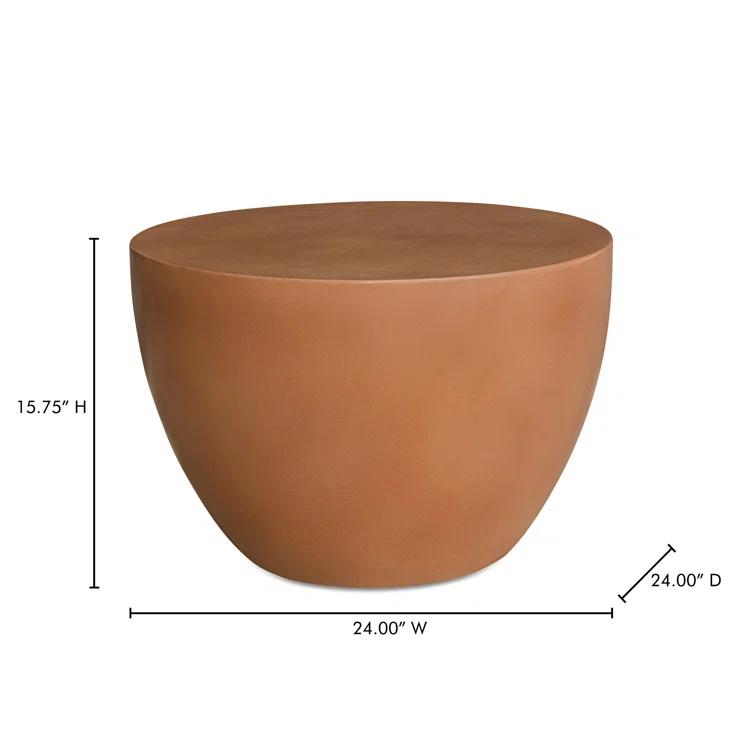 Terracotta Round Concrete Drum End Table