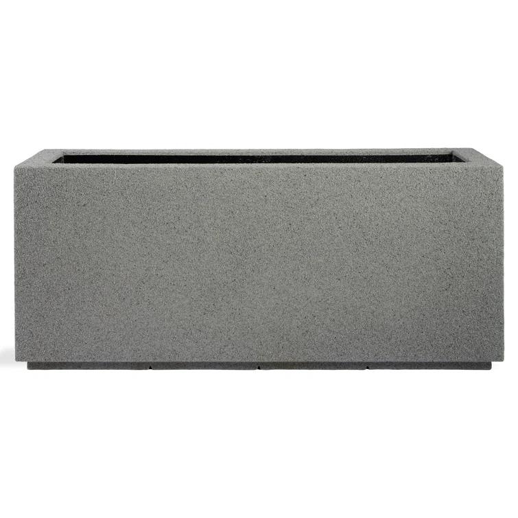 PolyStone Milan Tall Modern Outdoor/Indoor Rectangular Trough Planter, 46" L X 17" W X 19" H, Lightweight, Heavy Duty, Weather Resistant, Polymer Finish, Commercial and Residential (Gray Granite)
