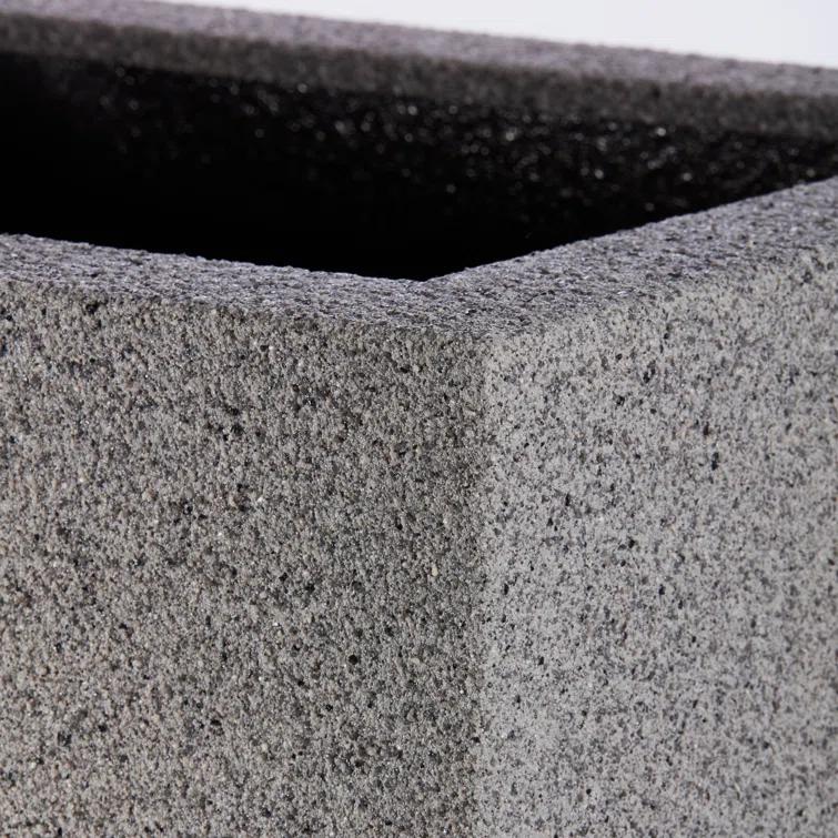 PolyStone Milan Tall Modern Outdoor/Indoor Rectangular Trough Planter, 46" L X 17" W X 19" H, Lightweight, Heavy Duty, Weather Resistant, Polymer Finish, Commercial and Residential (Gray Granite)