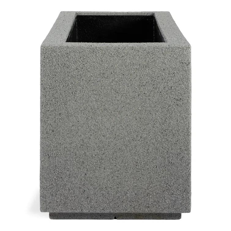 PolyStone Milan Tall Modern Outdoor/Indoor Rectangular Trough Planter, 46" L X 17" W X 19" H, Lightweight, Heavy Duty, Weather Resistant, Polymer Finish, Commercial and Residential (Gray Granite)