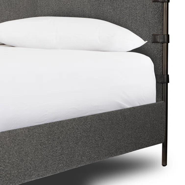 Knoll Charcoal Queen Upholstered Canopy Bed with Metal Frame