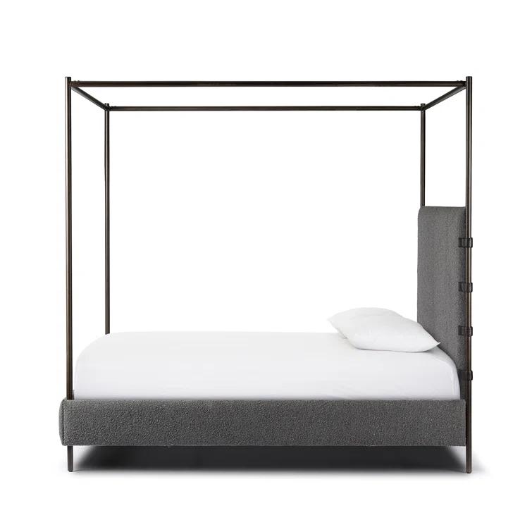 Knoll Charcoal Queen Upholstered Canopy Bed with Metal Frame