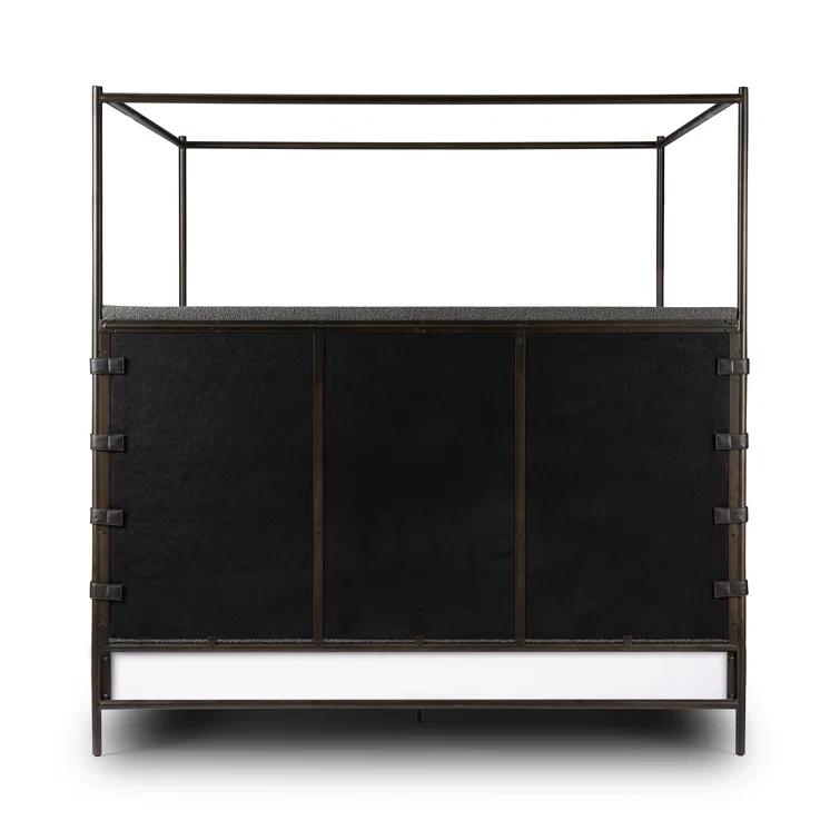 Knoll Charcoal Queen Upholstered Canopy Bed with Metal Frame