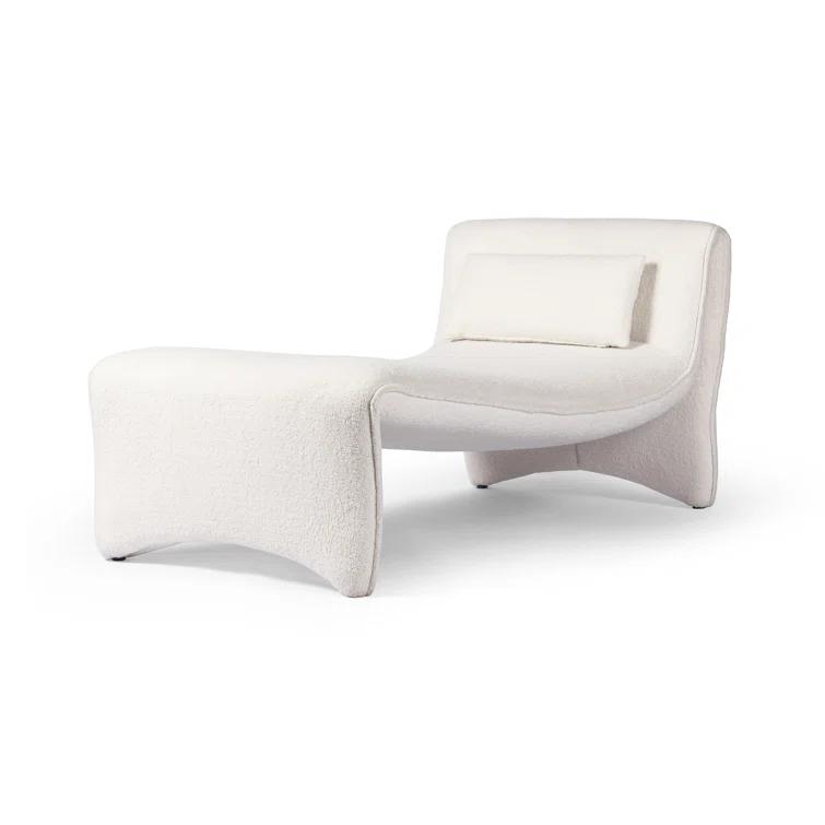 White Handcrafted Metal Chaise Lounge with Pillow