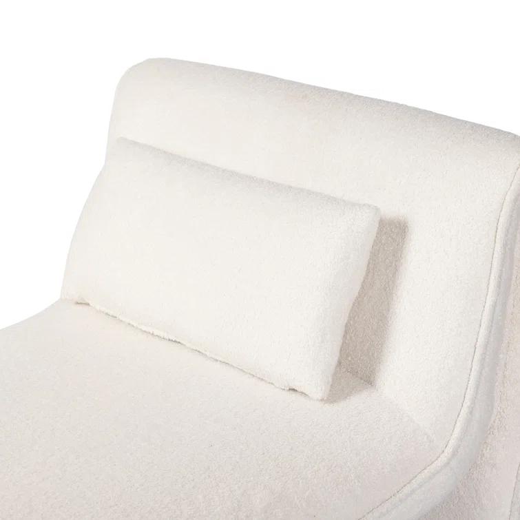 White Handcrafted Metal Chaise Lounge with Pillow