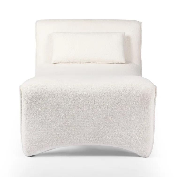 White Handcrafted Metal Chaise Lounge with Pillow