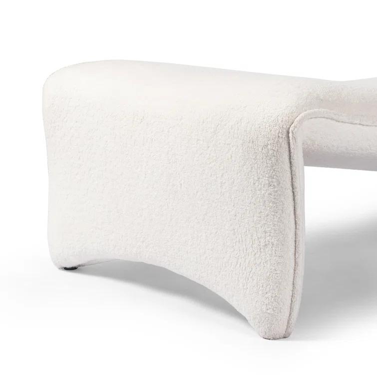 White Handcrafted Metal Chaise Lounge with Pillow