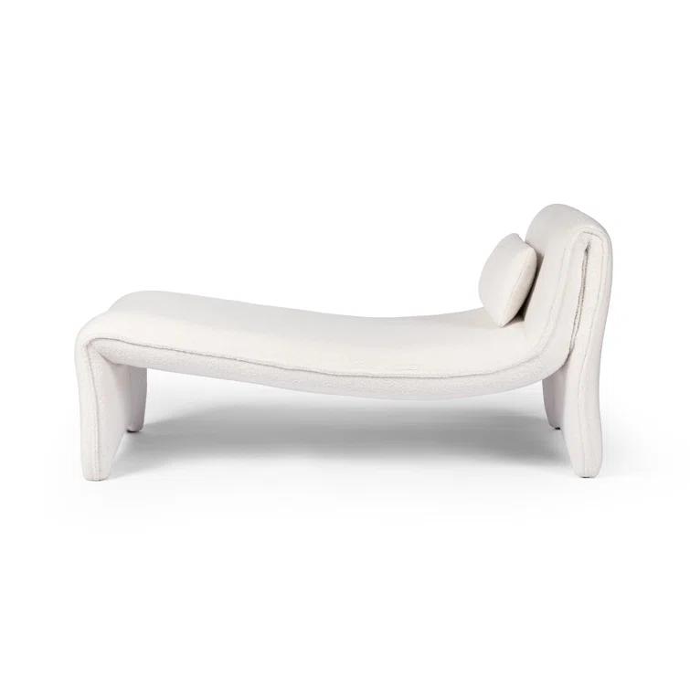 White Handcrafted Metal Chaise Lounge with Pillow