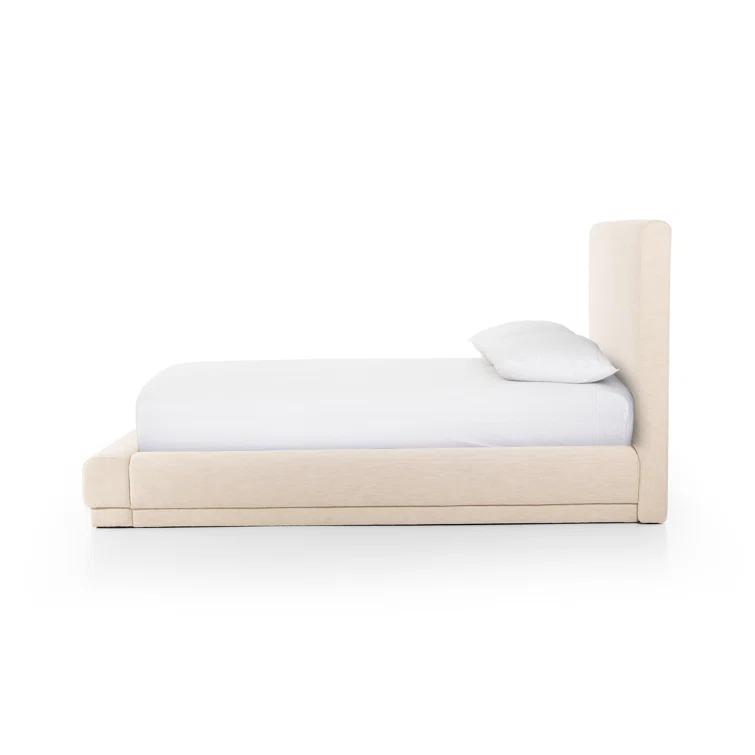 Martina Beige Upholstered Queen Bed with Metal Frame