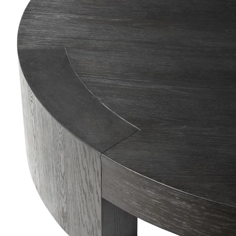 Charcoal Oak Veneer Round Coffee Table with Storage