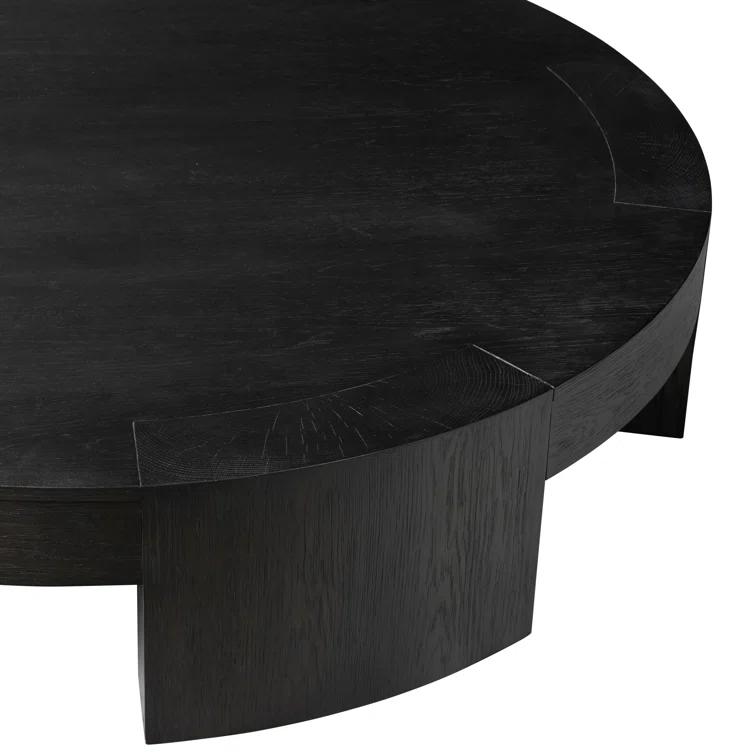 Charcoal Oak Veneer Round Coffee Table with Storage