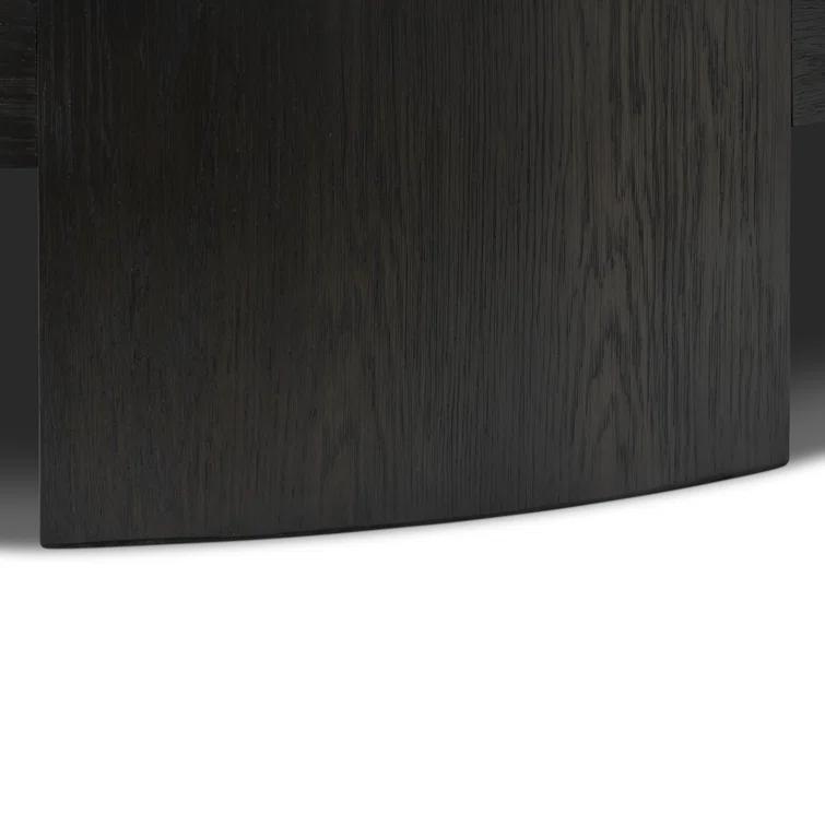 Charcoal Oak Veneer Round Coffee Table with Storage