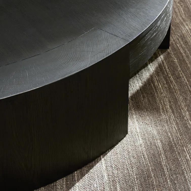 Charcoal Oak Veneer Round Coffee Table with Storage