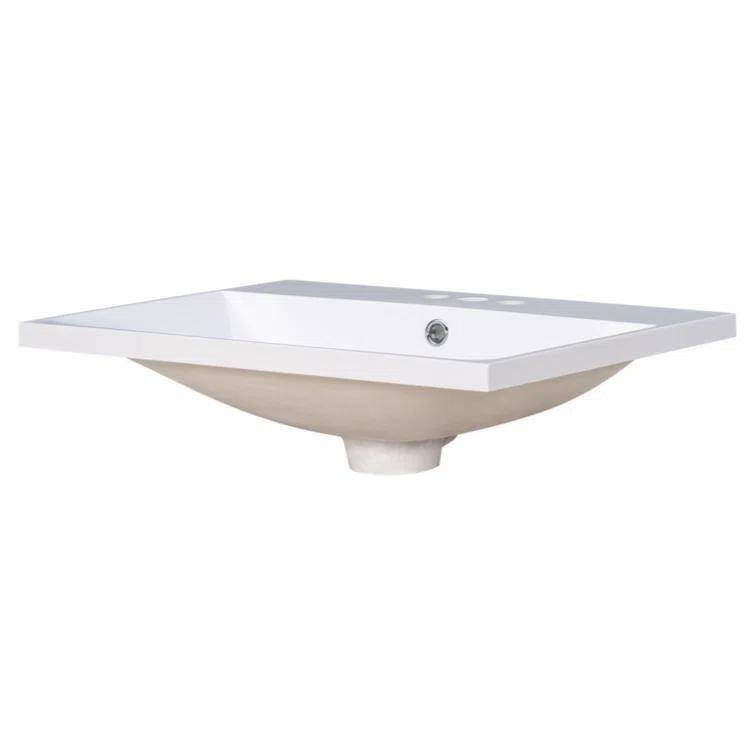 Wenty 18'' White Ceramic Rectangular Bathroom Sink