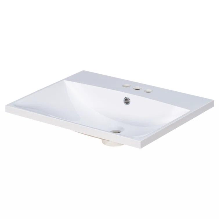 Wenty 18'' White Ceramic Rectangular Bathroom Sink