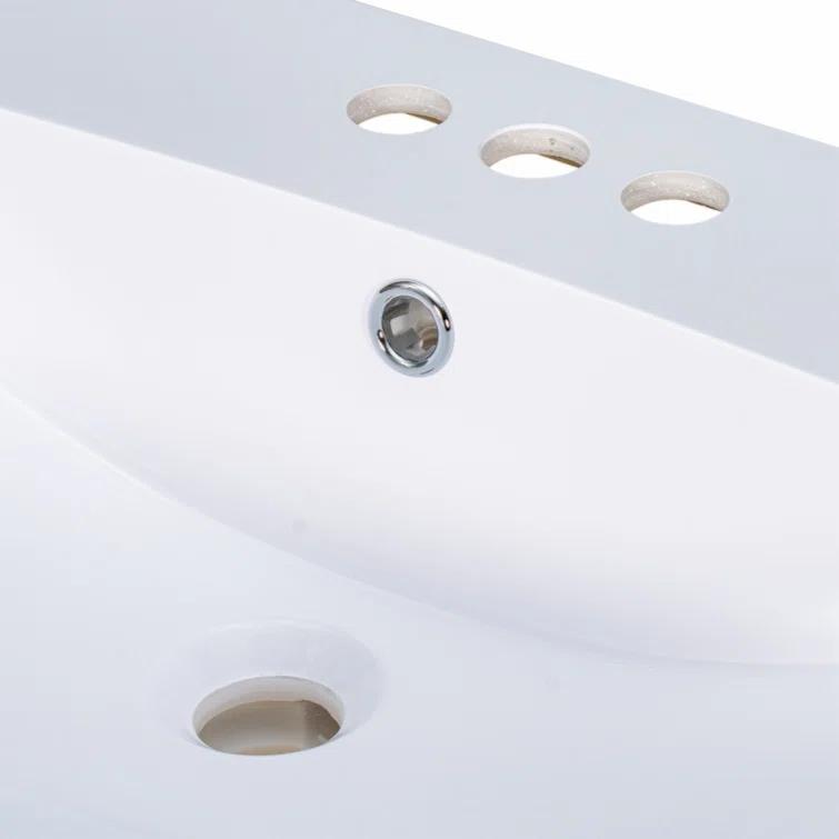 Wenty 18'' White Ceramic Rectangular Bathroom Sink