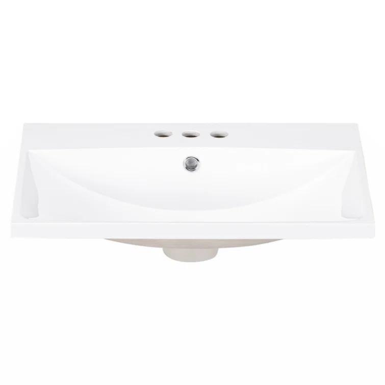 Wenty 18'' White Ceramic Rectangular Bathroom Sink