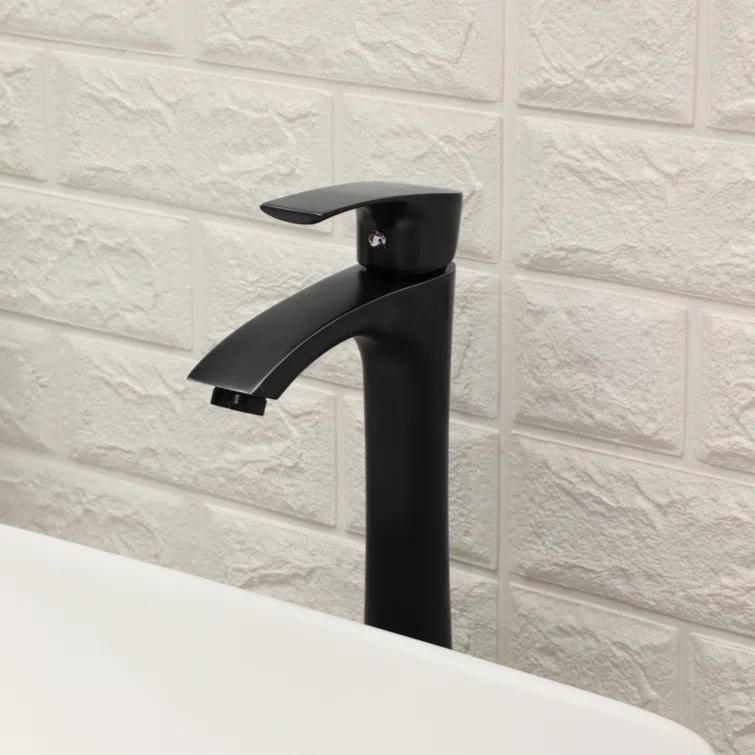 Myhomekeepers 15'' White Ceramic Rectangular Bathroom Sink with Faucet