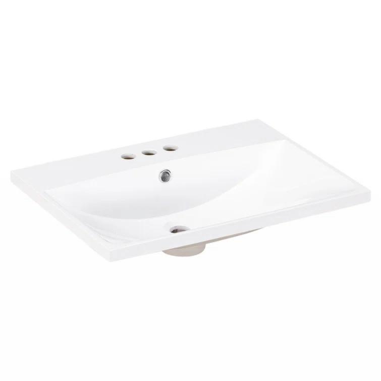 Wenty 18'' White Ceramic Rectangular Bathroom Sink