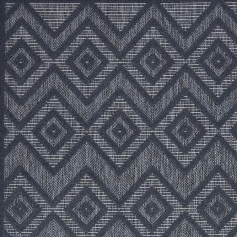Foundry Select Versatile Diamond Navy Blue Indoor/Outdoor Area Rug