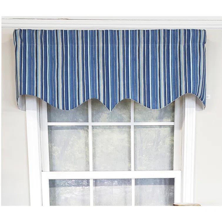 RLF Home Modern Design Classic Beach Stripe Regal Style Window Valance 50" x 17" Blue