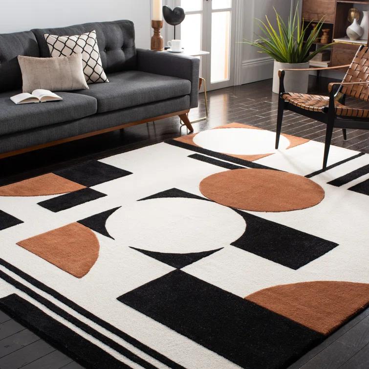Rodeo Drive RD856 Hand Tufted Indoor Accent Rug - 4'x6' - Ivory/Black - Safavieh