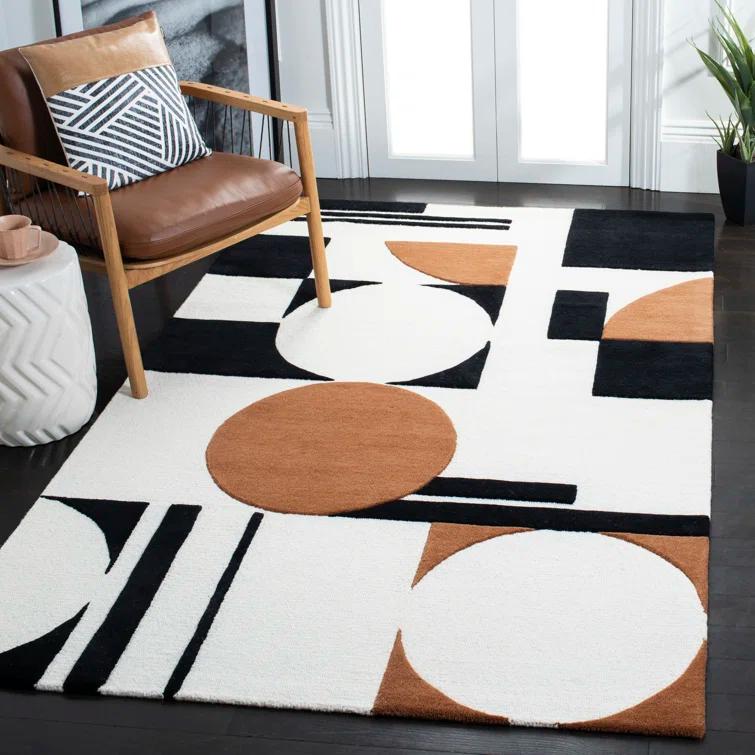 Rodeo Drive RD856 Hand Tufted Indoor Accent Rug - 4'x6' - Ivory/Black - Safavieh