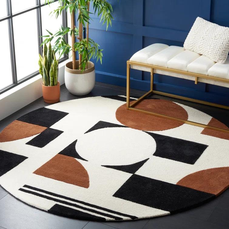 Rodeo Drive RD856 Hand Tufted Indoor Accent Rug - 4'x6' - Ivory/Black - Safavieh