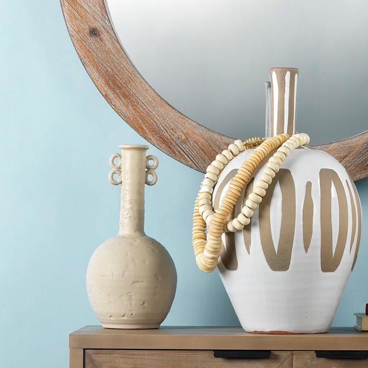 Jamie Young Co Large Transitional Ceramic Babar Vase in Beige