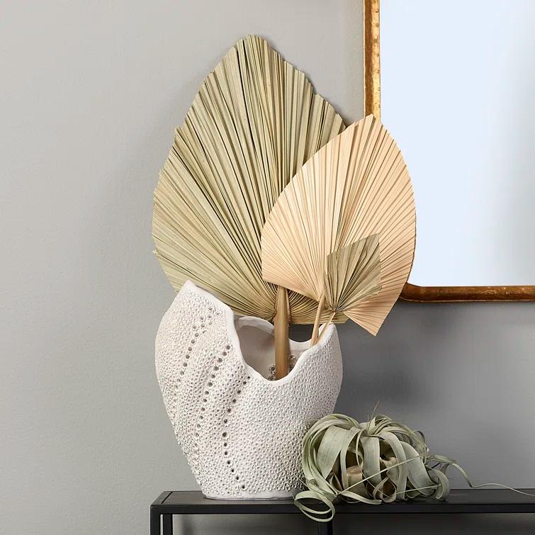 White Porcelain Decorative Table Vase with Perforated Design