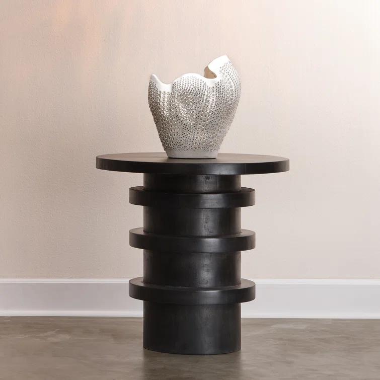 White Porcelain Decorative Table Vase with Perforated Design