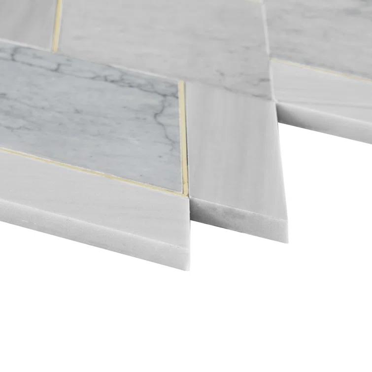 Mehko 11.81 in. x 14.96 in. Polished Marble and Brass Wall Tile
