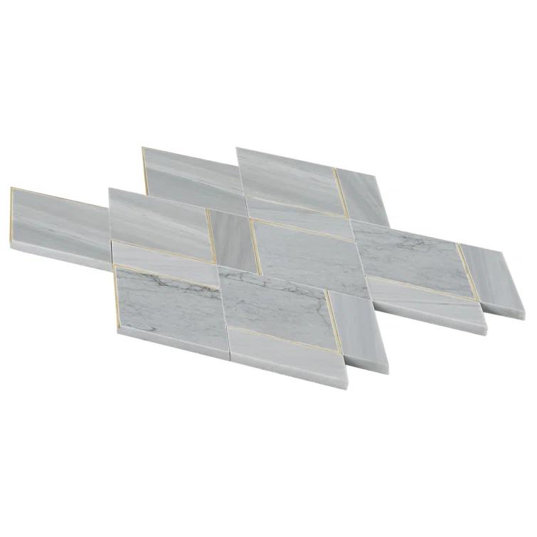 Mehko 11.81 in. x 14.96 in. Polished Marble and Brass Wall Tile