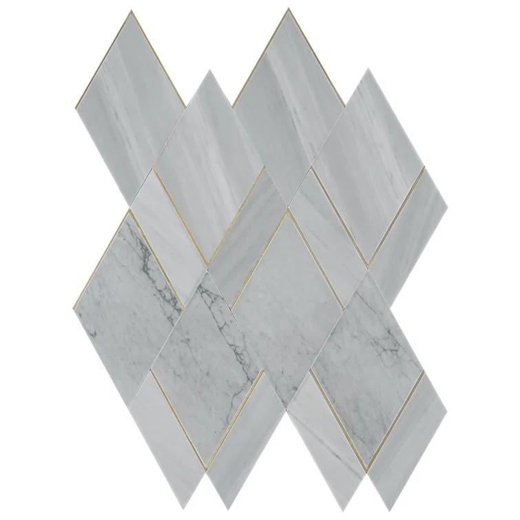 Mehko 11.81 in. x 14.96 in. Polished Marble and Brass Wall Tile